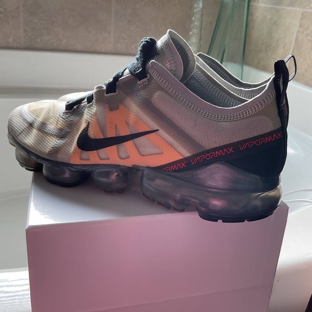 Nike VaporMax Athletic Shoes - Black and Orange